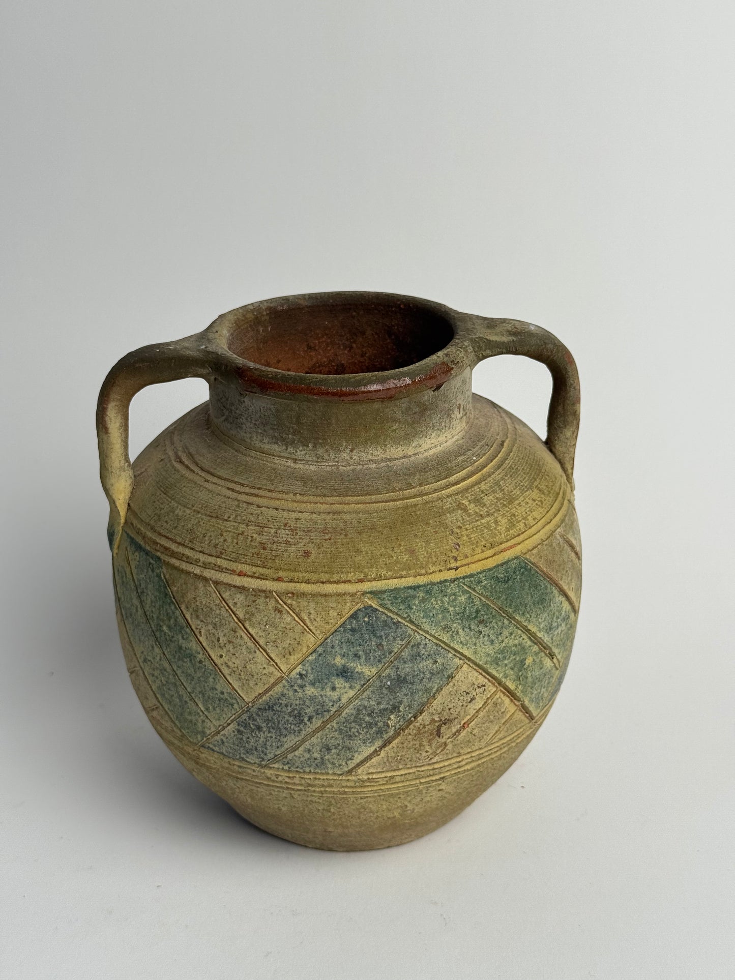 Vintage Mediterranean Handled Vessel
