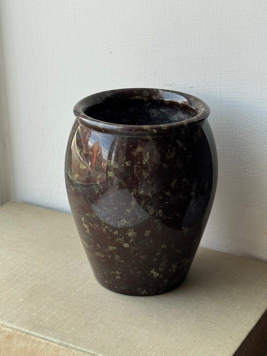 Small Deep Brown Marble Pot