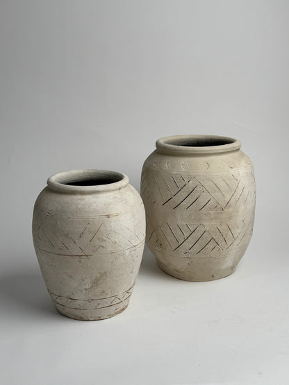 Up-Cycled | Neutral Aztec Pattern Vase