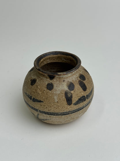 Vintage Earthenware Rounded Patterned Pot