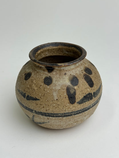 Vintage Earthenware Rounded Patterned Pot