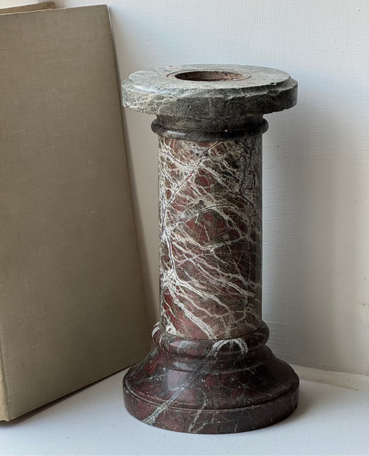 Deep Brown Solid Marble Pillar Candle Holder