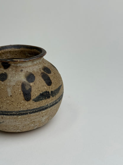 Vintage Earthenware Rounded Patterned Pot