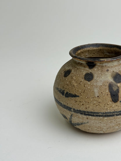 Vintage Earthenware Rounded Patterned Pot