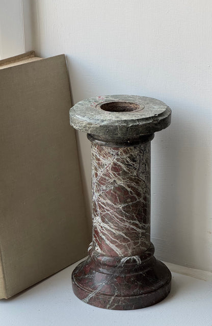 Deep Brown Solid Marble Pillar Candle Holder