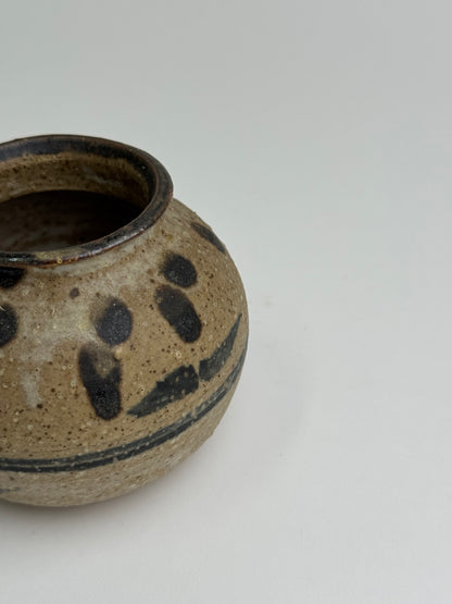 Vintage Earthenware Rounded Patterned Pot