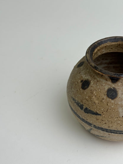 Vintage Earthenware Rounded Patterned Pot