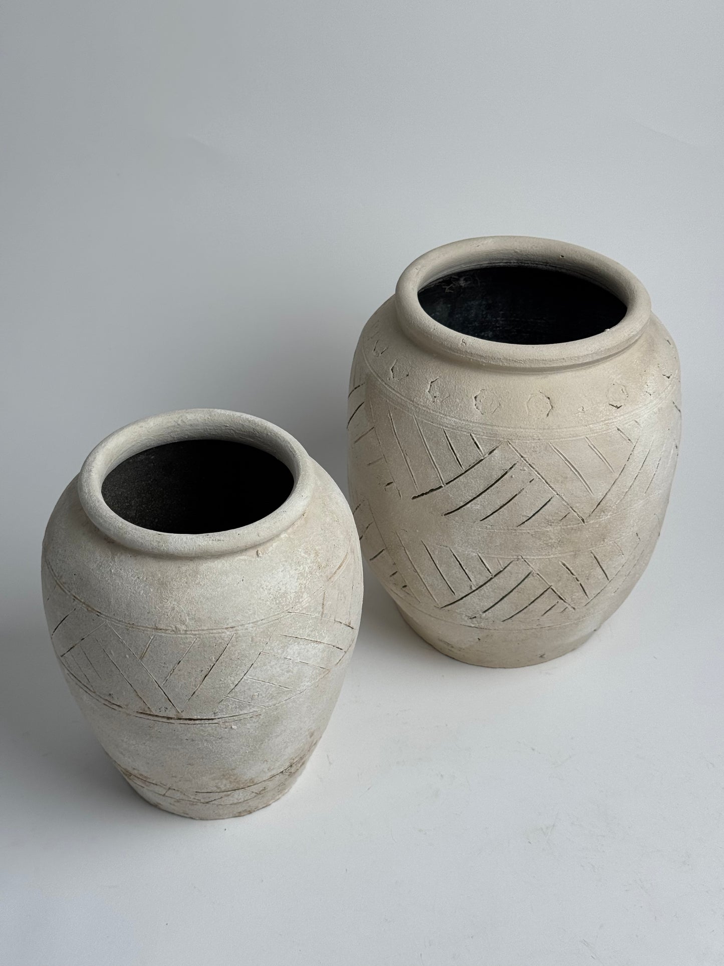 Up-Cycled | Large Neutral Beige Geometric Pot