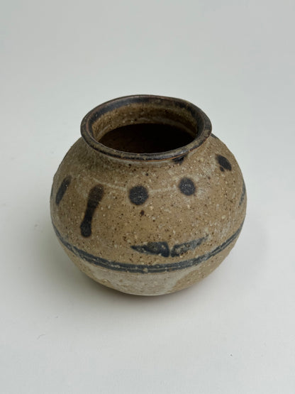 Vintage Earthenware Rounded Patterned Pot