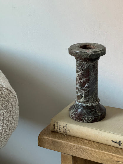 Deep Brown Solid Marble Pillar Candle Holder