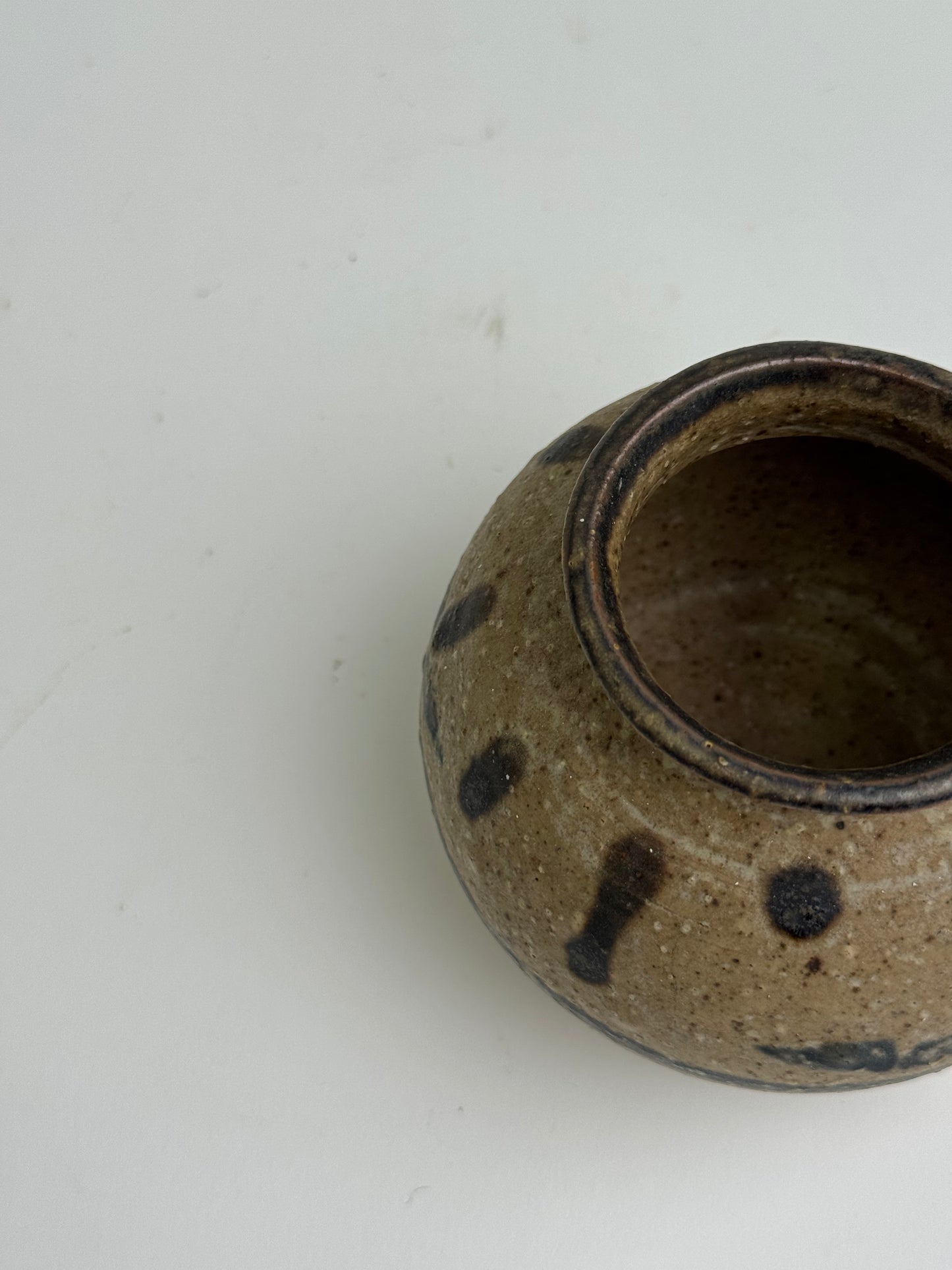Vintage Earthenware Rounded Patterned Pot
