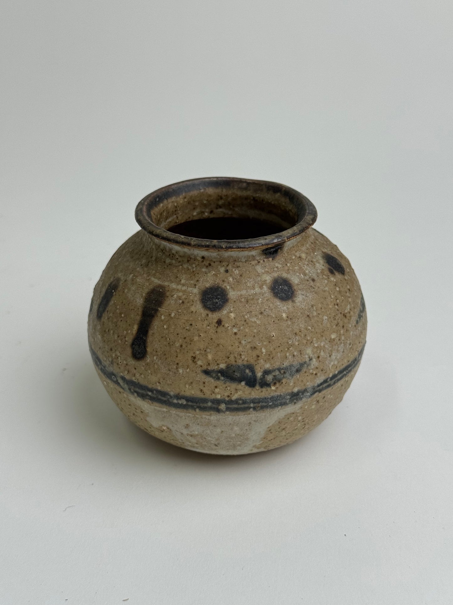 Vintage Earthenware Rounded Patterned Pot