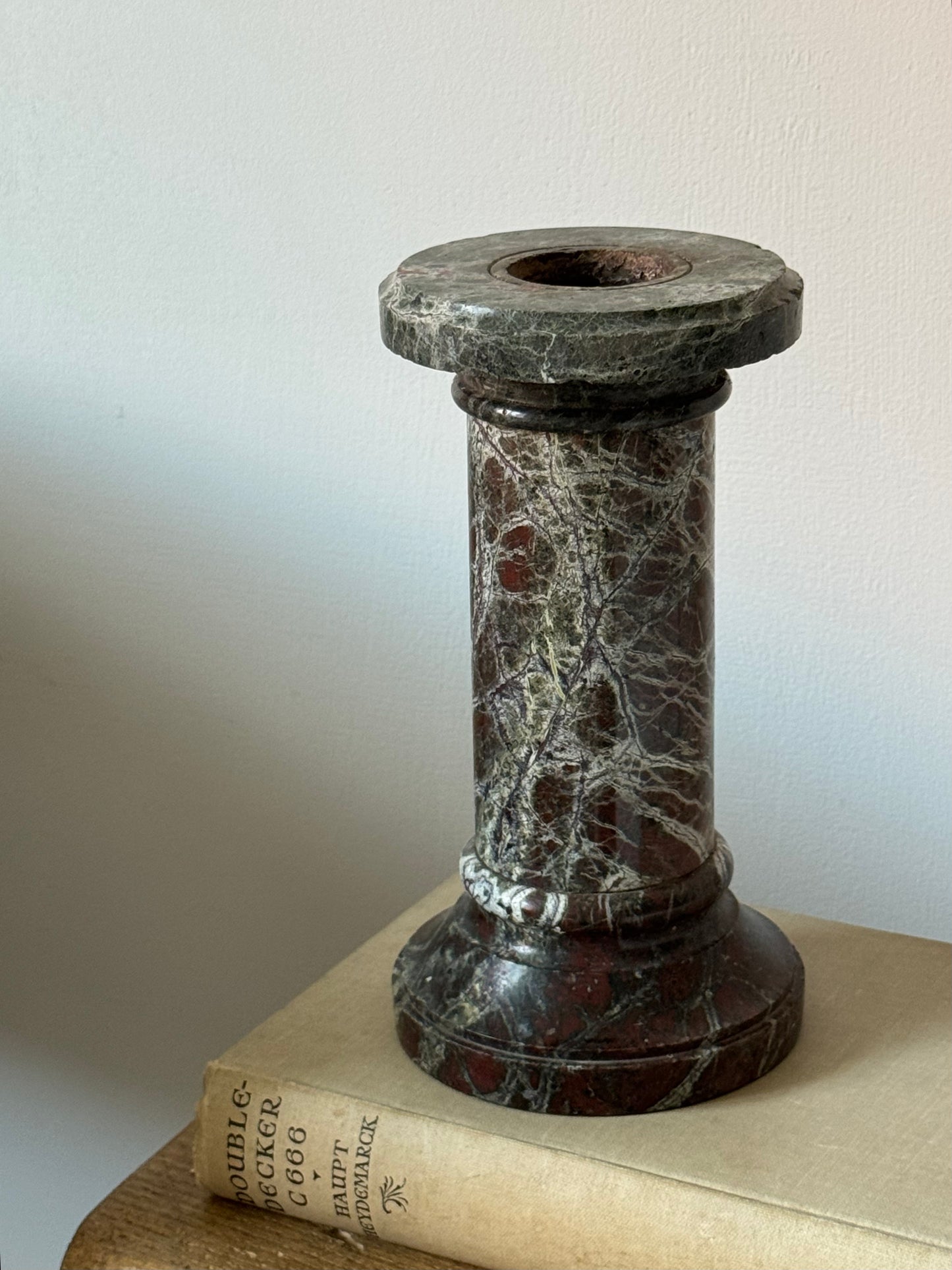 Deep Brown Solid Marble Pillar Candle Holder