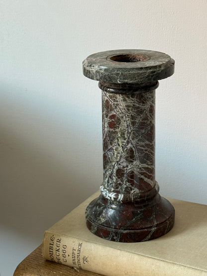 Deep Brown Solid Marble Pillar Candle Holder
