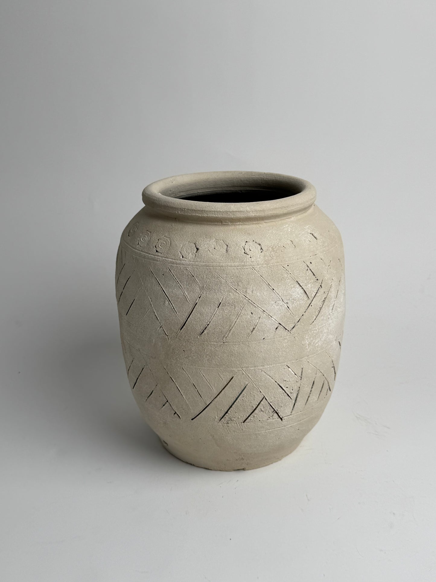 Up-Cycled | Large Neutral Beige Geometric Pot
