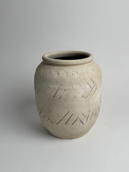 Up-Cycled | Large Neutral Beige Geometric Pot
