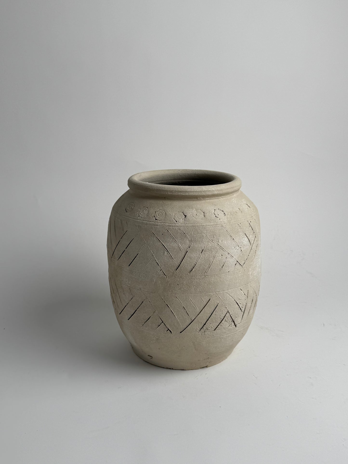 Up-Cycled | Large Neutral Beige Geometric Pot
