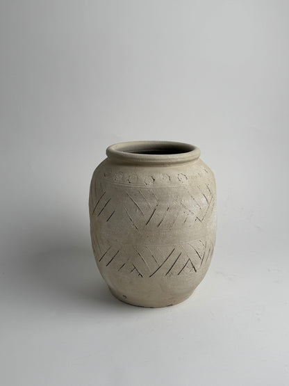 Up-Cycled | Large Neutral Beige Geometric Pot