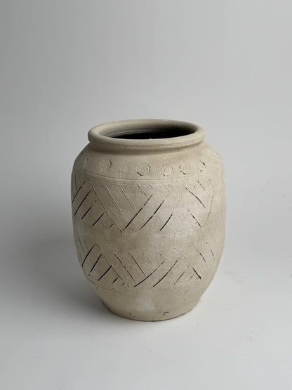 Up-Cycled | Large Neutral Beige Geometric Pot