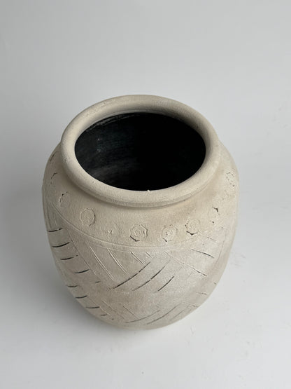 Up-Cycled | Large Neutral Beige Geometric Pot