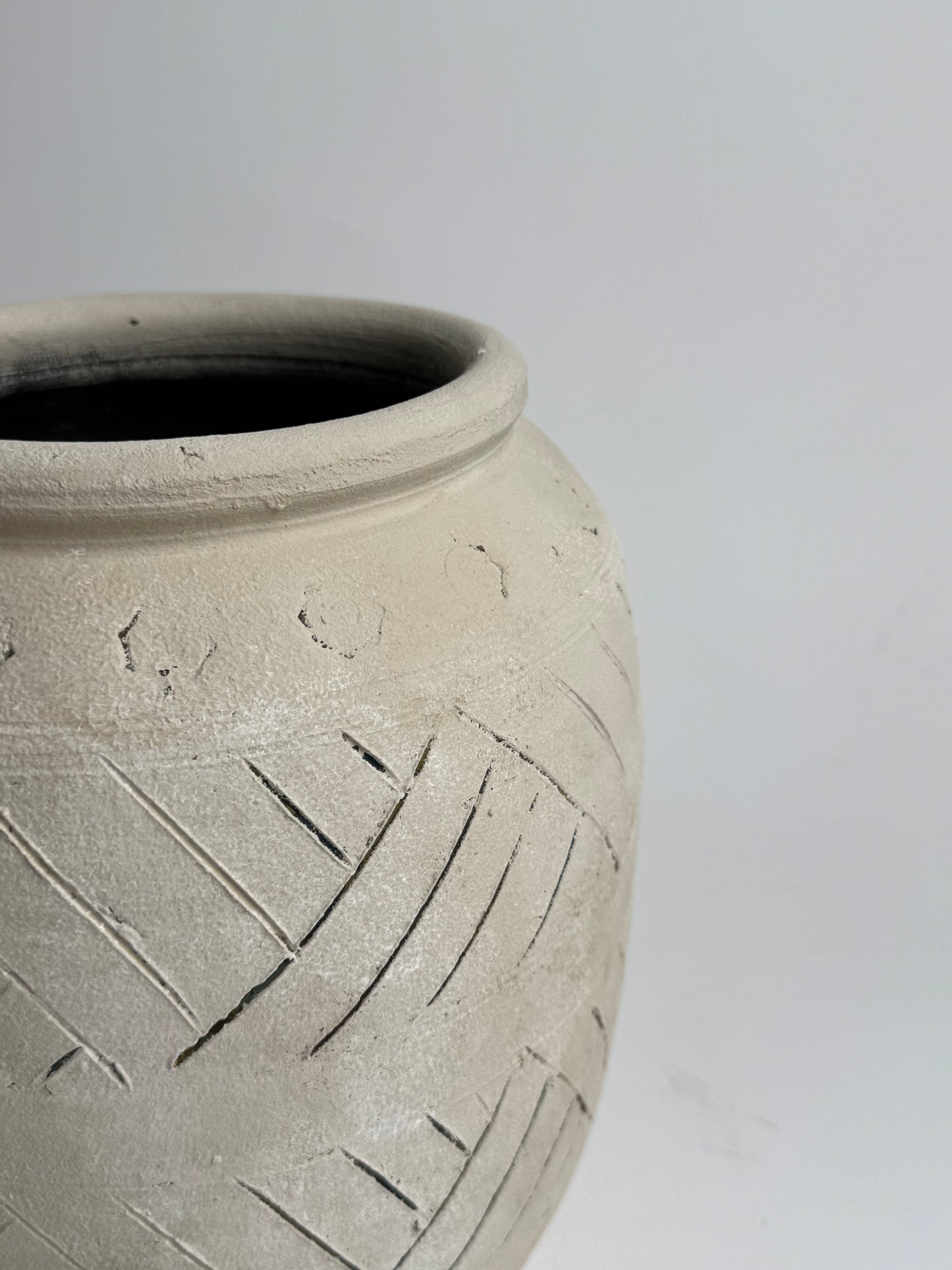Up-Cycled | Large Neutral Beige Geometric Pot