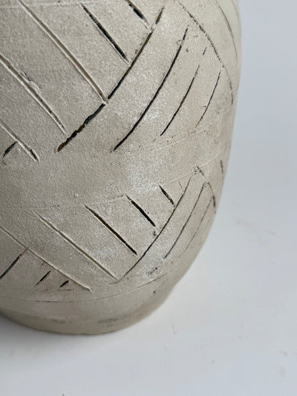 Up-Cycled | Large Neutral Beige Geometric Pot