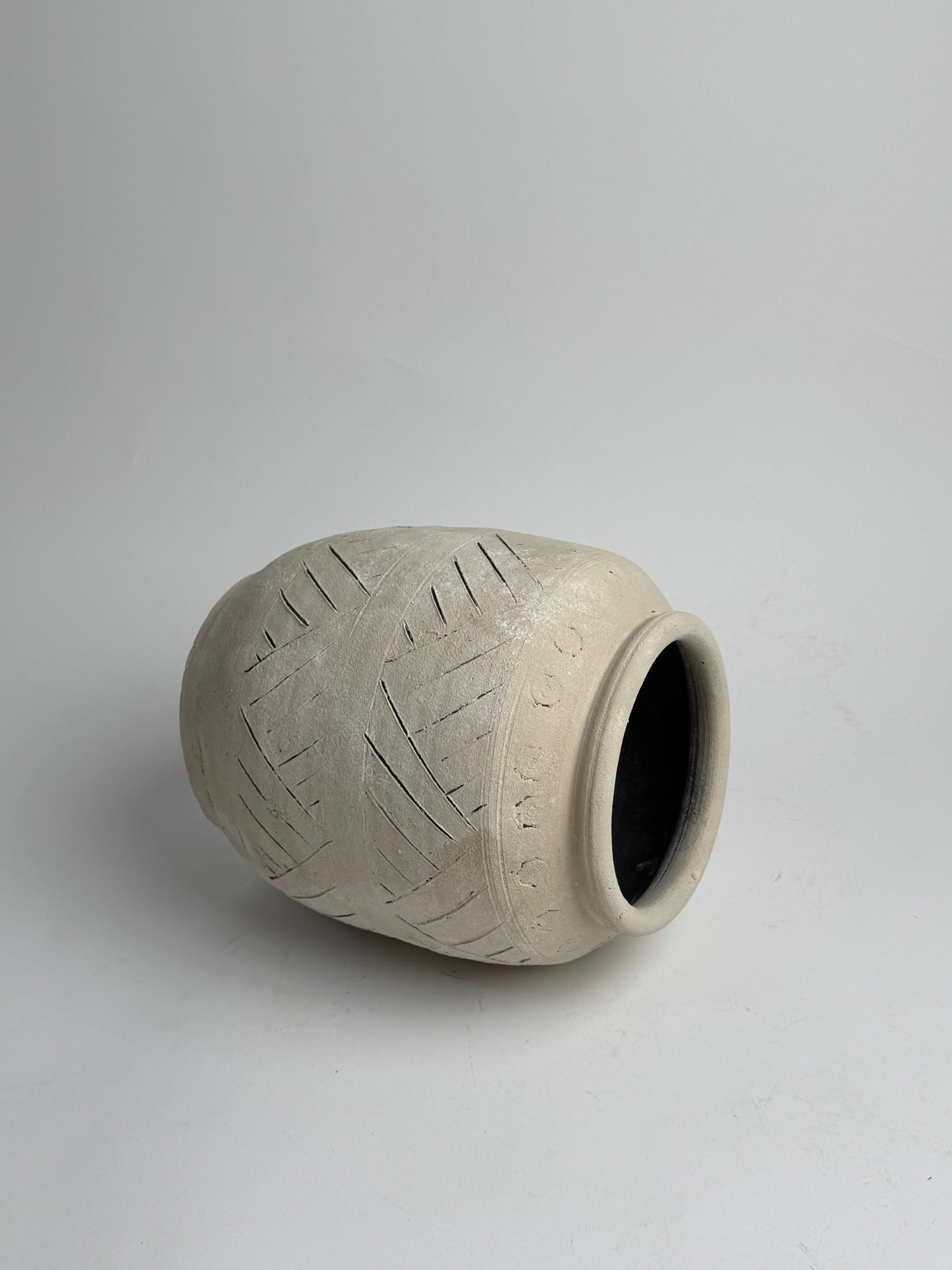 Up-Cycled | Large Neutral Beige Geometric Pot