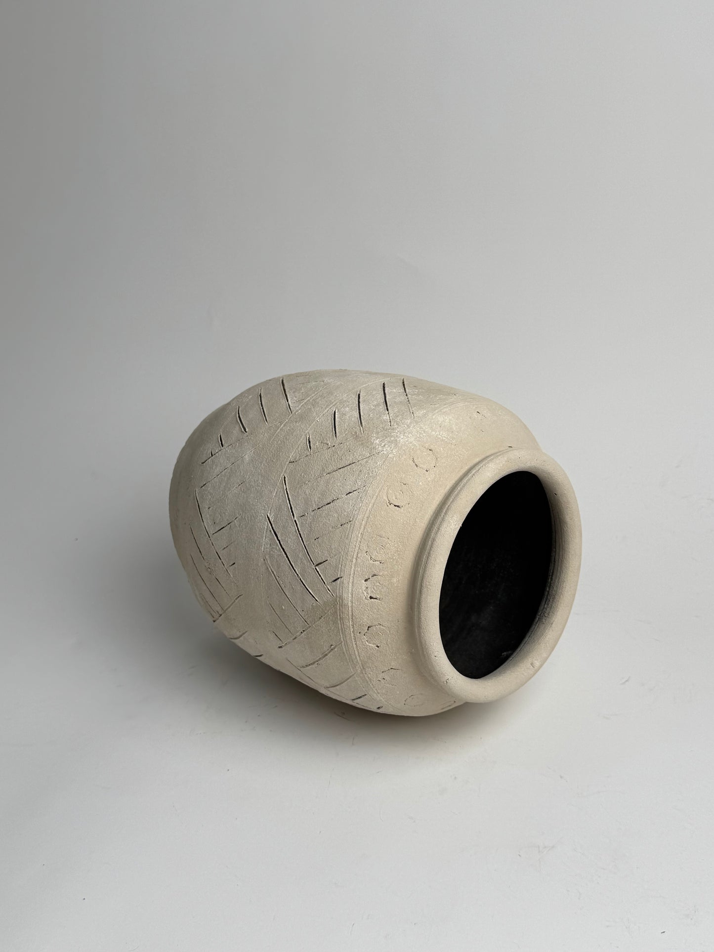 Up-Cycled | Large Neutral Beige Geometric Pot