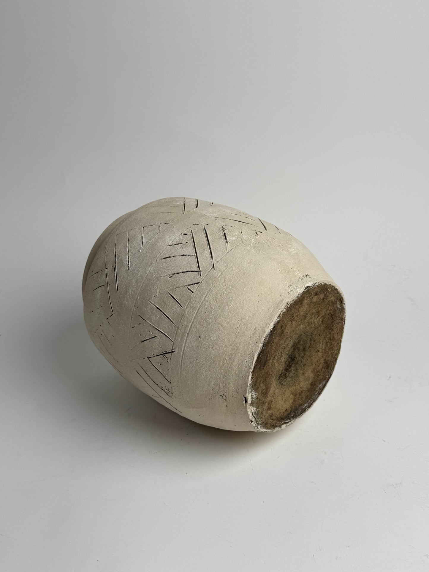 Up-Cycled | Large Neutral Beige Geometric Pot