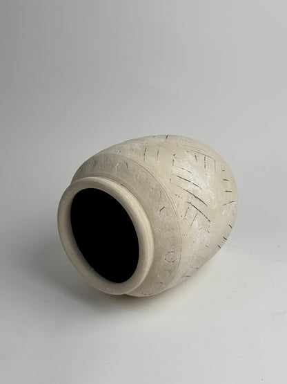 Up-Cycled | Large Neutral Beige Geometric Pot