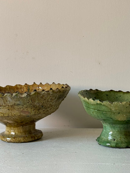 Mustard Glaze Scalloped Moroccan Bowl