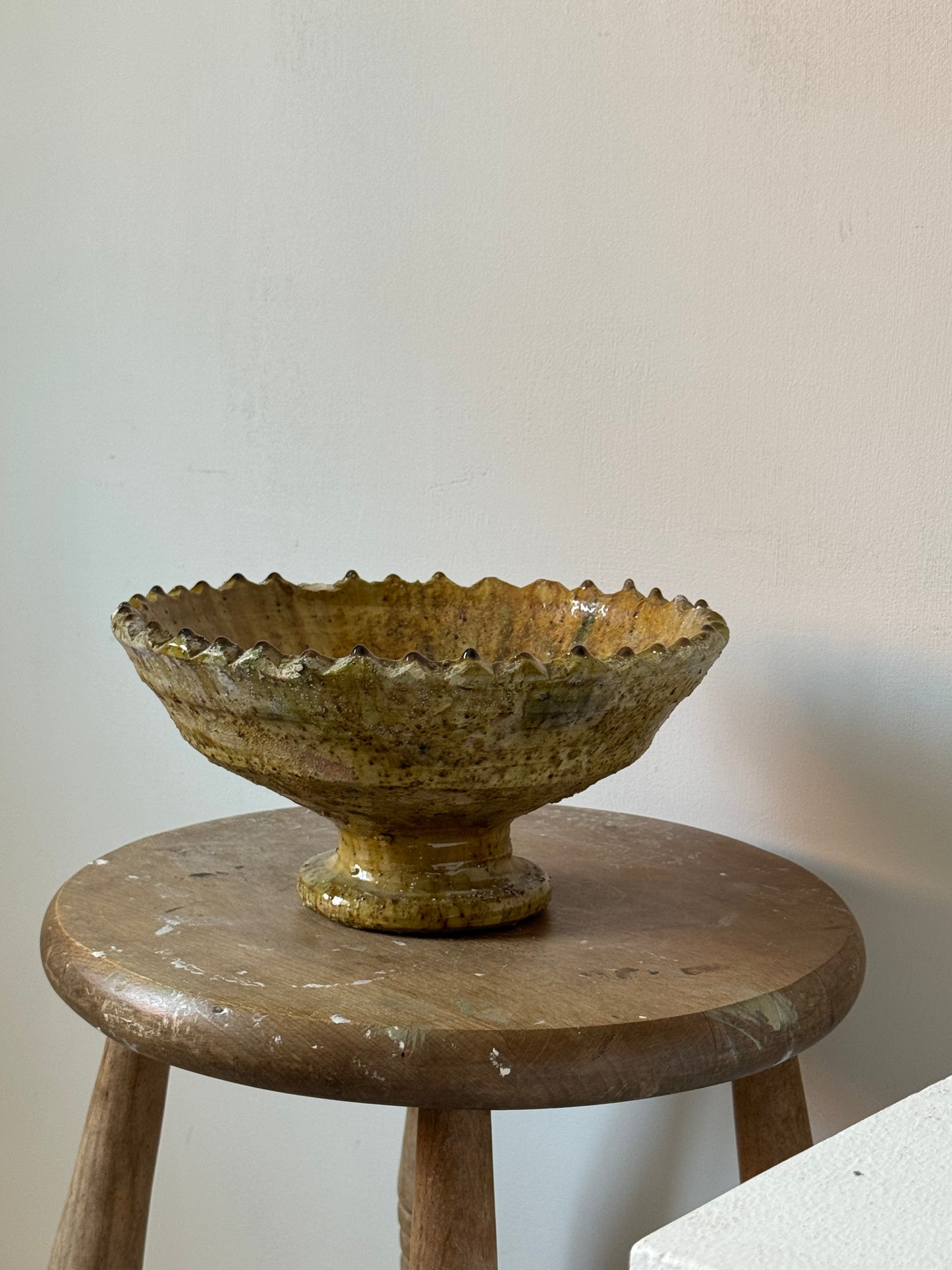 Mustard Glaze Scalloped Moroccan Bowl