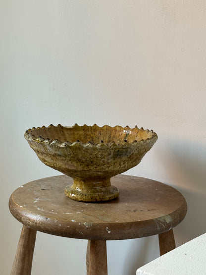 Mustard Glaze Scalloped Moroccan Bowl