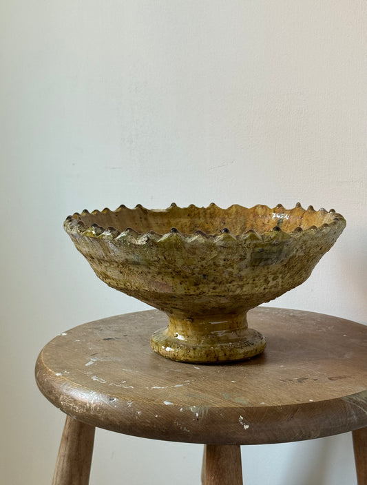 Mustard Glaze Scalloped Moroccan Bowl
