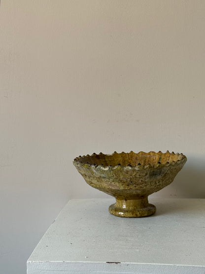 Mustard Glaze Scalloped Moroccan Bowl
