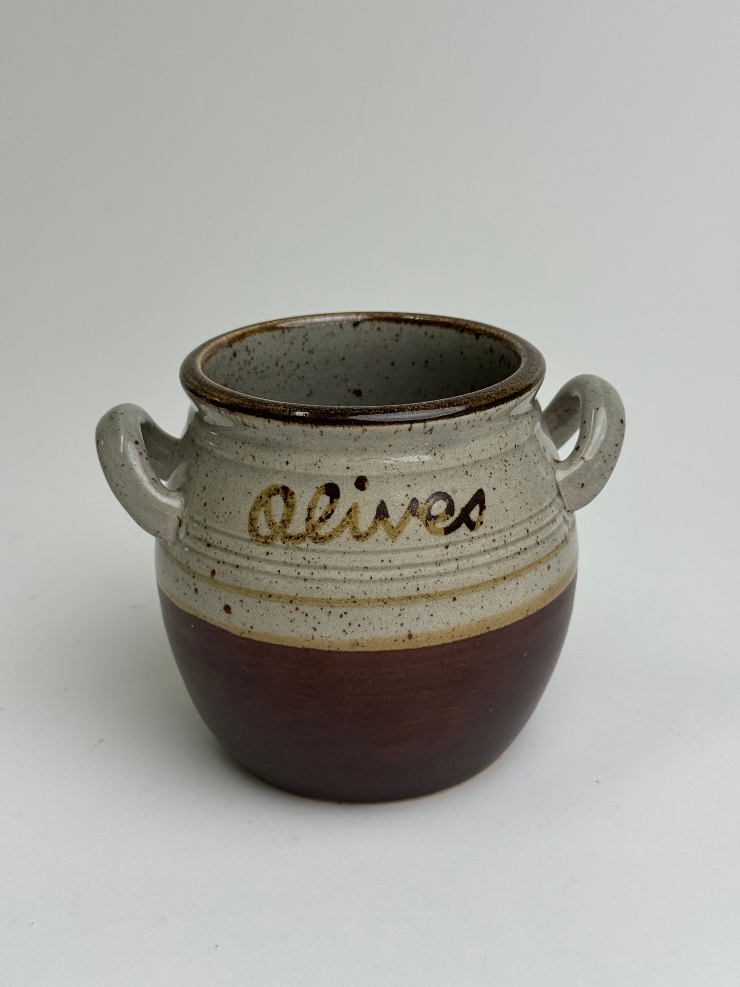 Vintage Twin Handle Olive Pot