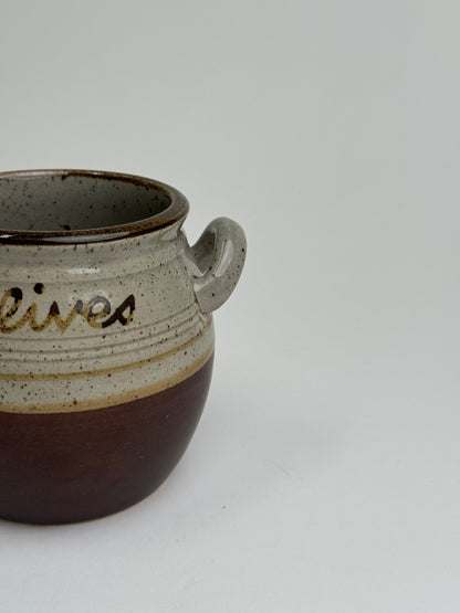 Vintage Twin Handle Olive Pot