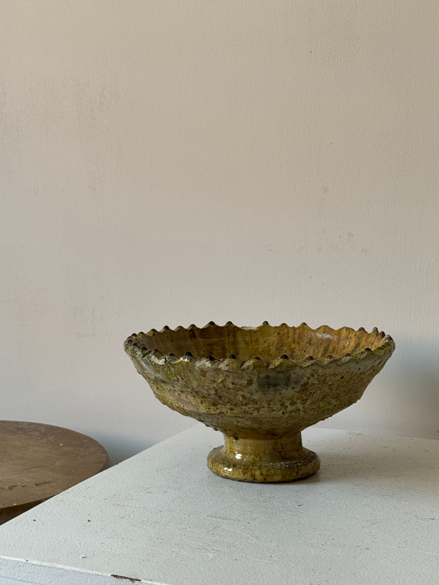 Mustard Glaze Scalloped Moroccan Bowl
