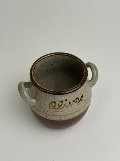 Vintage Twin Handle Olive Pot