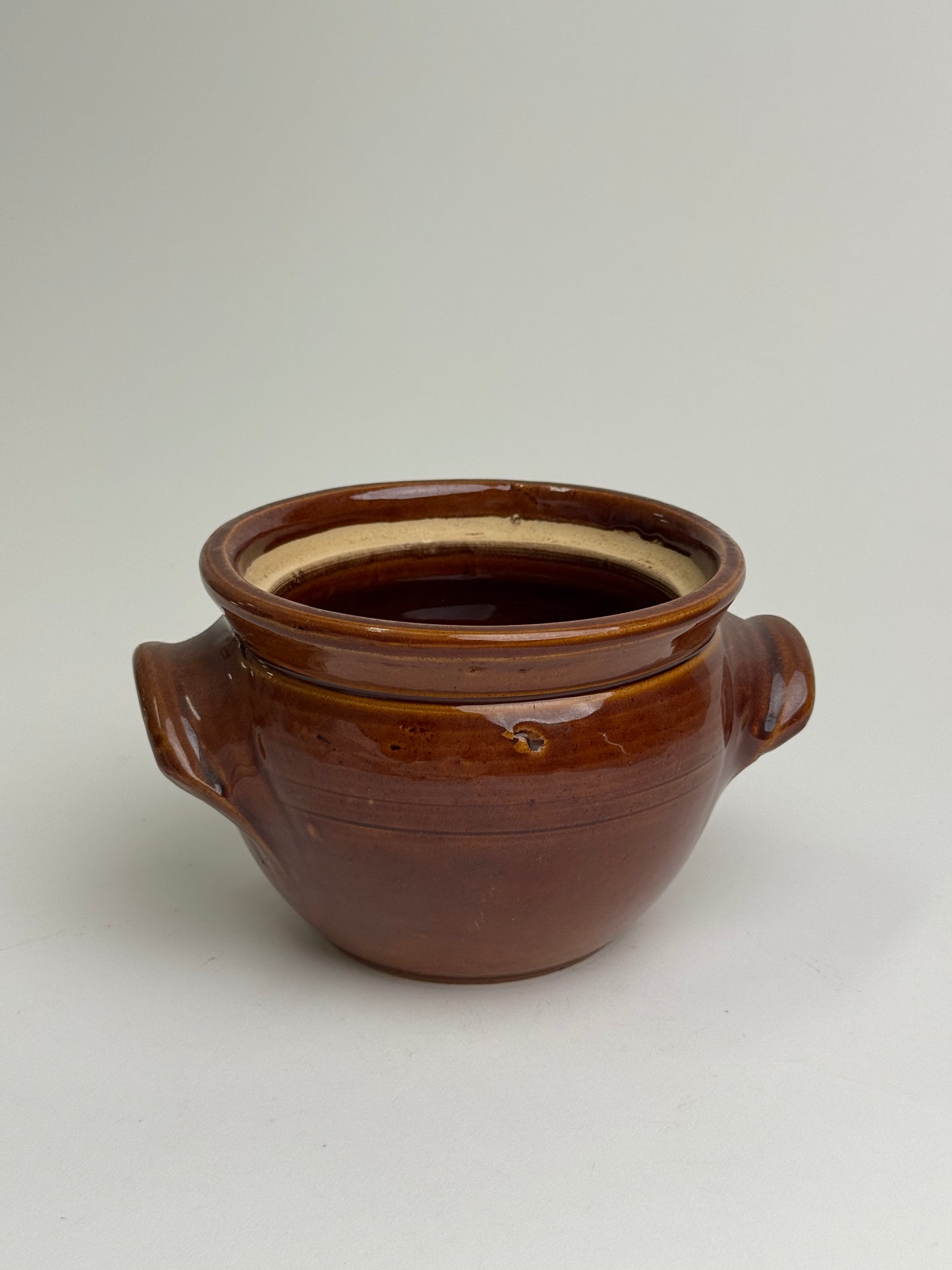 Vintage Brown Glazed Confit Pot