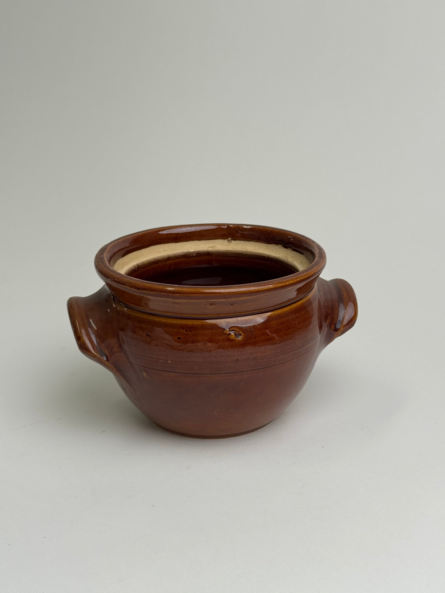 Vintage Brown Glazed Confit Pot