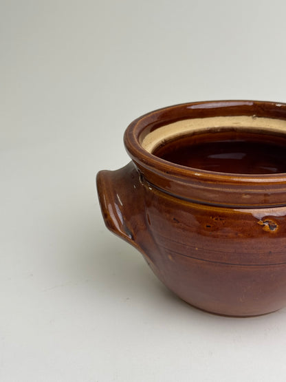 Vintage Brown Glazed Confit Pot