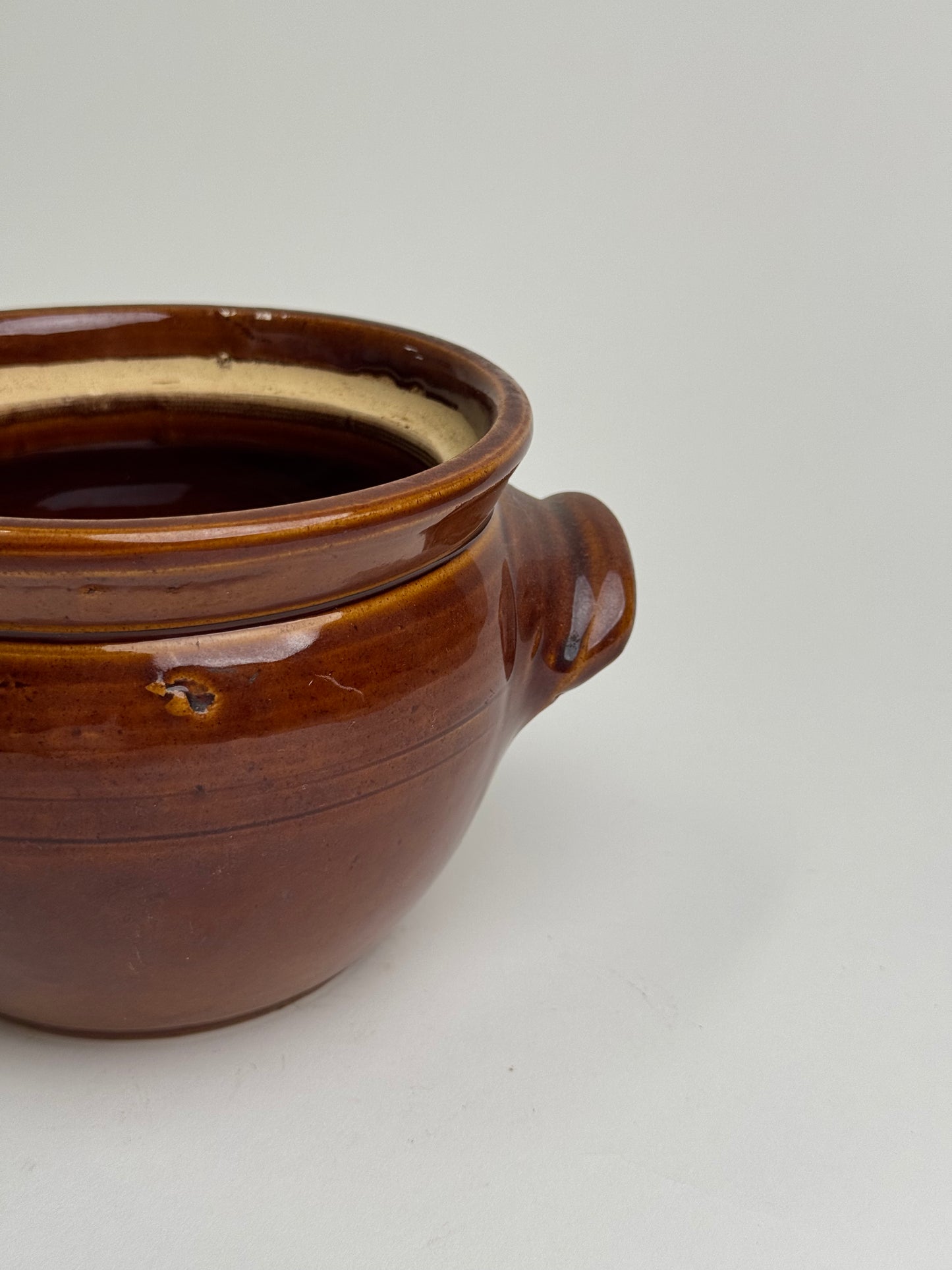 Vintage Brown Glazed Confit Pot