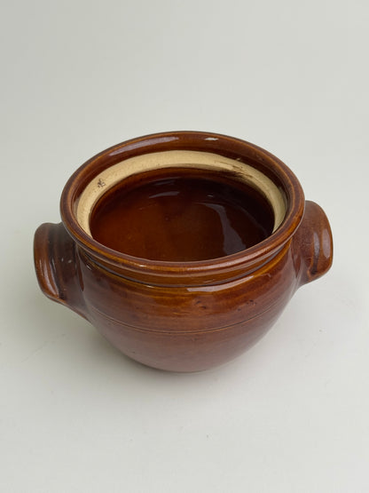 Vintage Brown Glazed Confit Pot