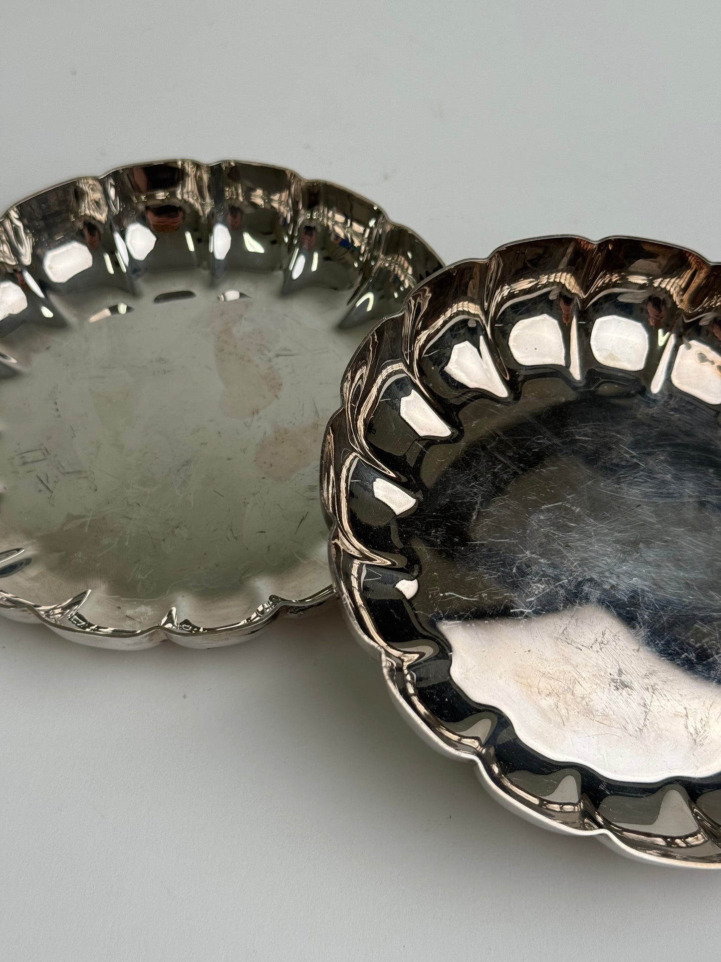 Vintage Silver Scalloped Dishes