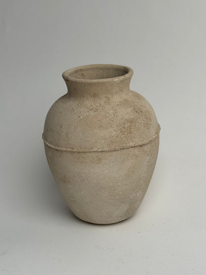 Up-Cycled | Line Detail Beige Stone Effect Vase