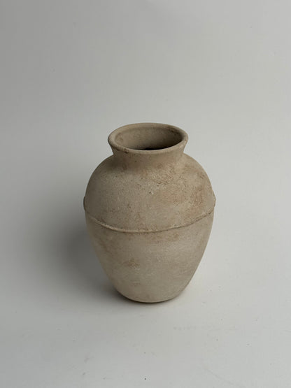 Up-Cycled | Line Detail Beige Stone Effect Vase