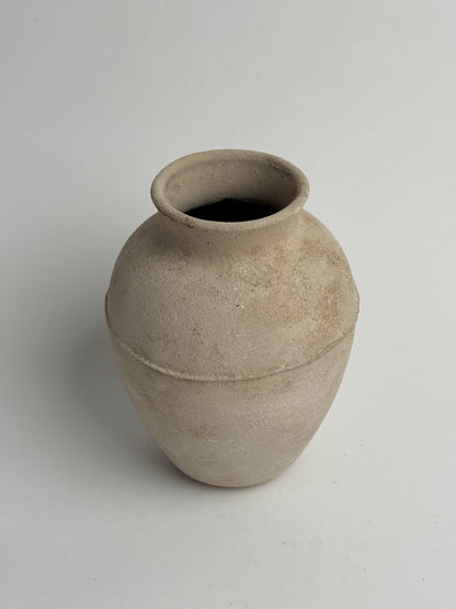 Up-Cycled | Line Detail Beige Stone Effect Vase