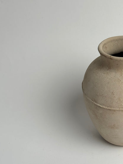 Up-Cycled | Line Detail Beige Stone Effect Vase