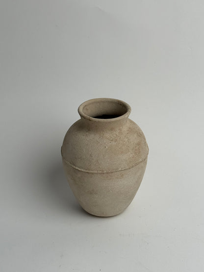 Up-Cycled | Line Detail Beige Stone Effect Vase